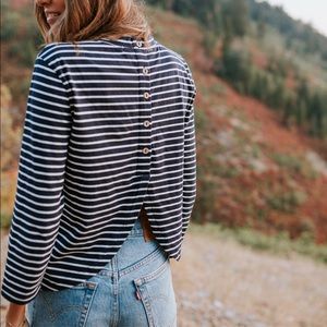 NWOT Clad and Cloth Striped Button Back Tee